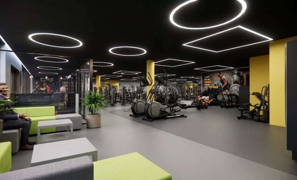 3D-tegning av salongen og kondisjonsmaskinene på ENERGY Fitness Horten